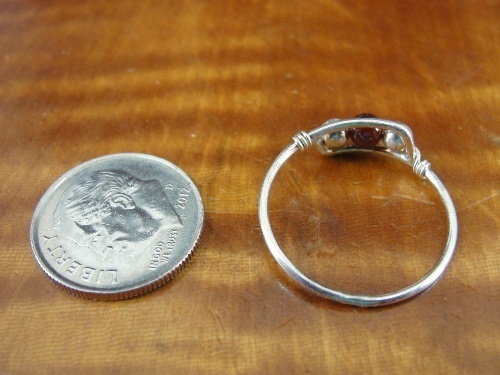 Red Bead Band Size 7 Sterling Silver 925 Ring