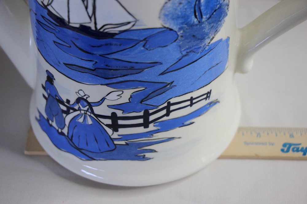 Holland Theme Ceramic Watering Can Windmill Hand Painted