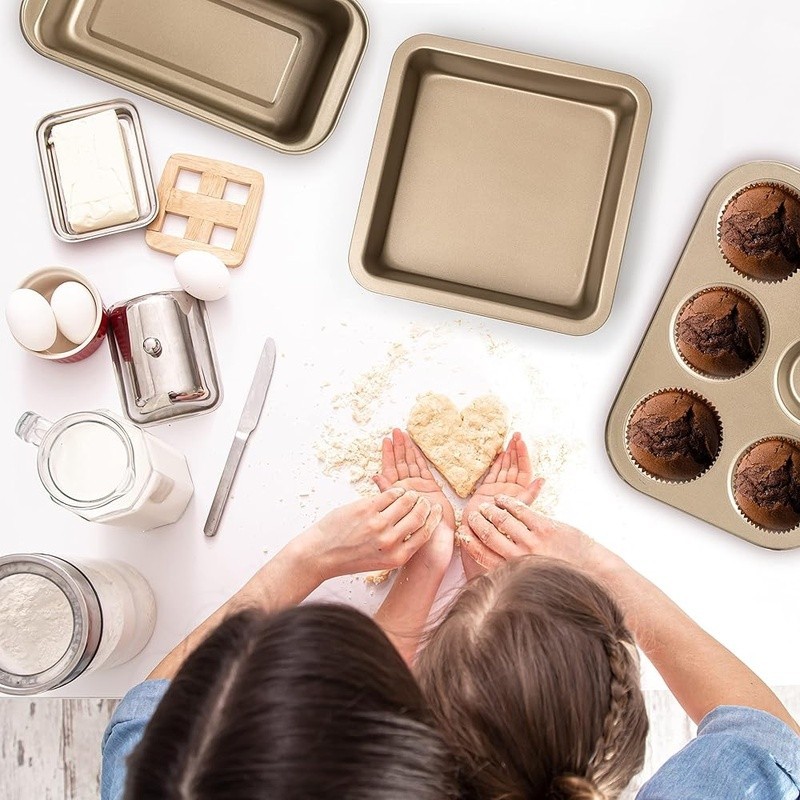 5 Piece Nonstick Baking Set Oven Safe Pans Muffin Tray Stackable Bakeware New