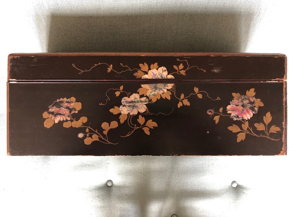 Japanese Lacquer Document Box 12.5 x 15.5 x 5 3/4