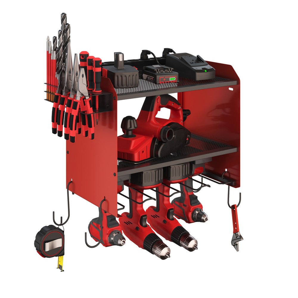 Power Tool Organizer Wall Mount with Charging Station Garage Organizer