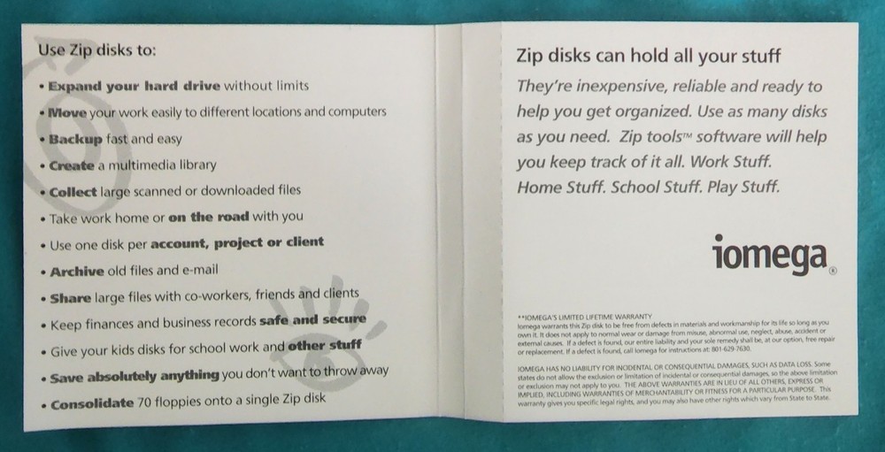 Iomega Zip 100 Disk IBM Formatted Single Disk