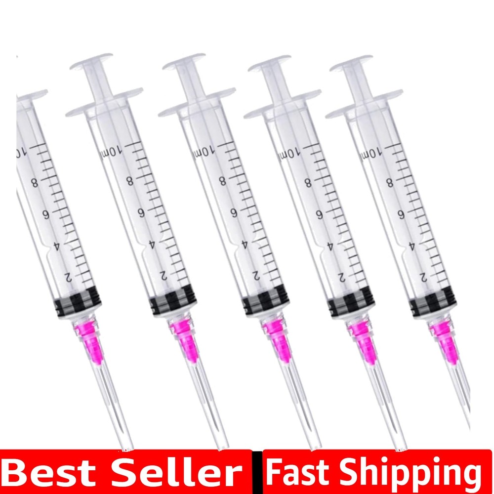 Multi-Size Luer Lock Syringes - 5 Pack Including 10ml, 18 Gauge for Precision
