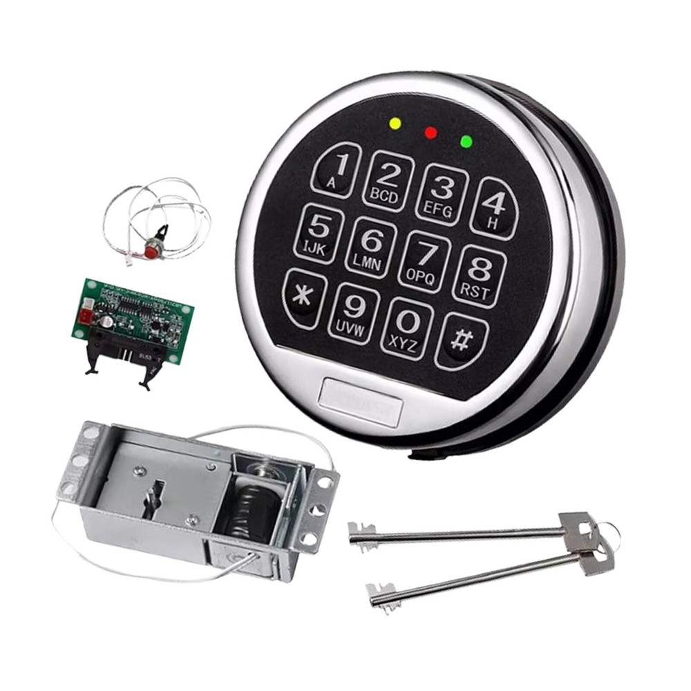 Gun Safe Lock Replacement Solenoid Lock with 2 Master Keys Chrome Digital Keypad