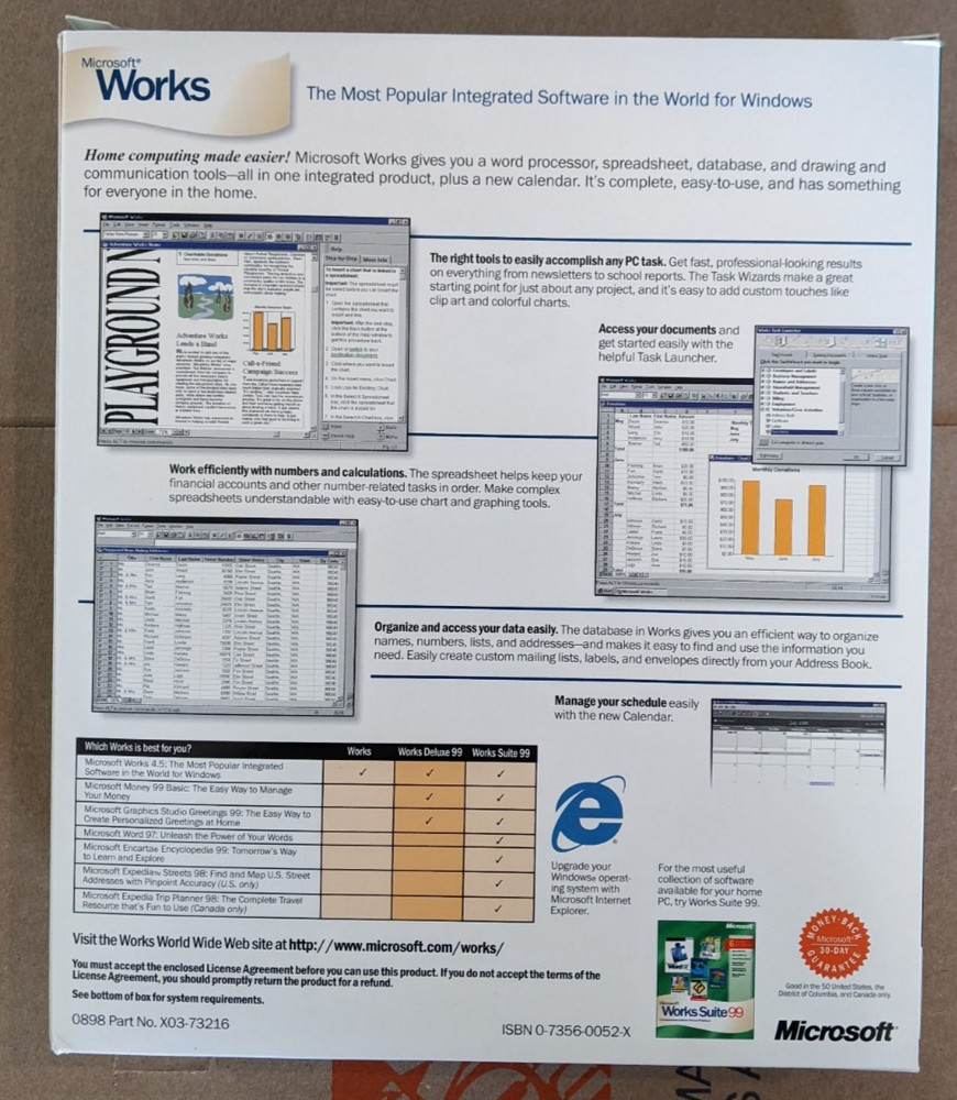 Microsoft Works 4.5 Office Software Suite CD for Windows 95/NT OPEN BOX