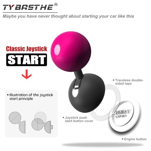 ????????｜Push Start Button Metal Car Joystick Starter Engine Hot Pink