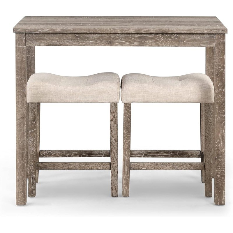 Counter Height Dining Set Table W/ Tufted Stools Soft Upholstered Foam Padding