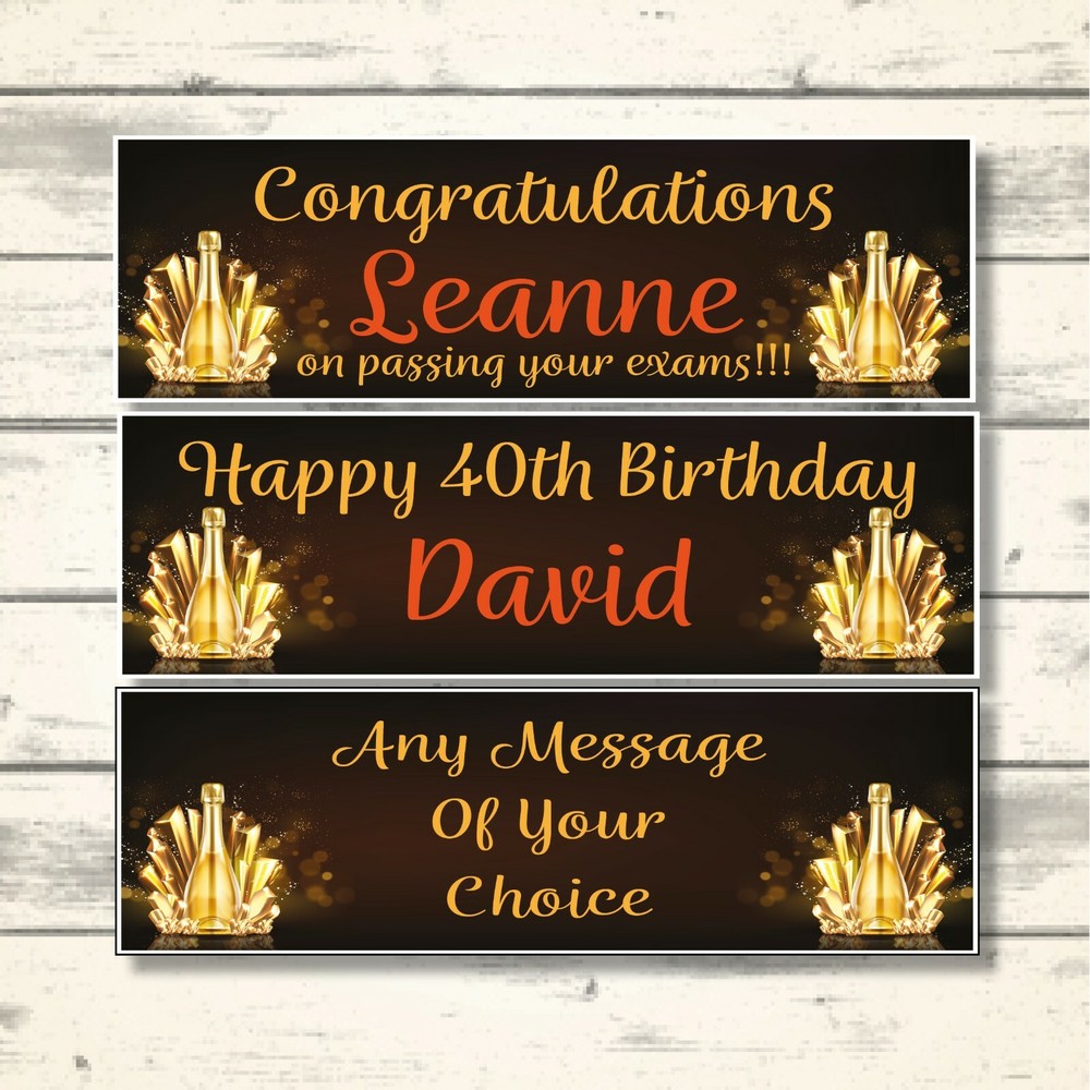2 PERSONALISED CHAMPAGNE BANNERS - Design 4