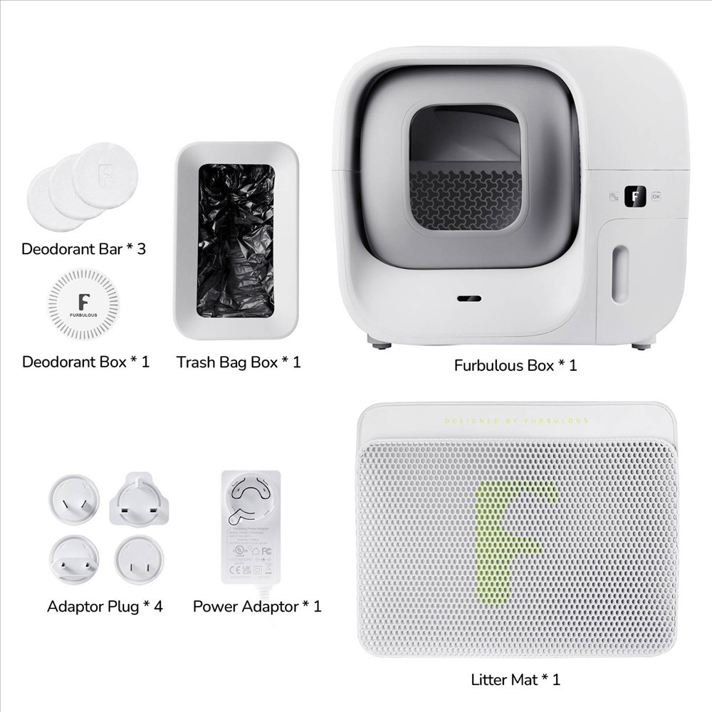 Furbulous Automatic Cat Litter Box Self Cleaning/Pack Refill System,APP Control