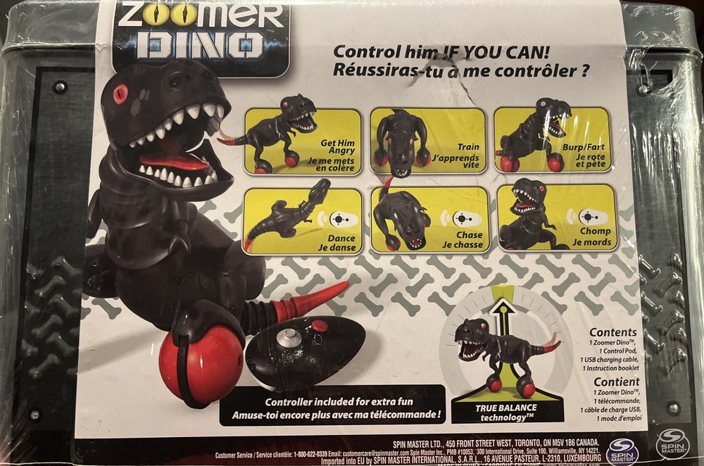 Zoomer Dino Black Onyx T Rex Remote Control Interactive Robot SpinMaster. SEALED