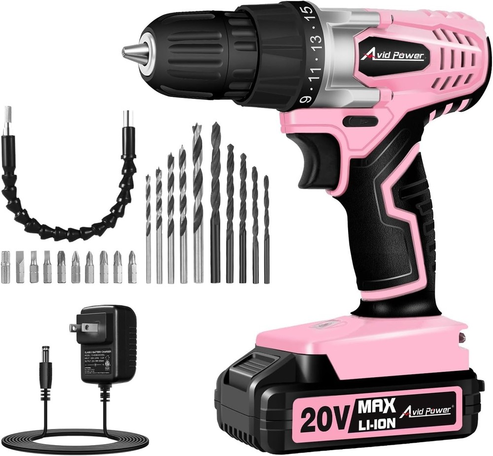 Beginner-Friendly 20V Cordless Drill with Variable Speed & 22 Accessories