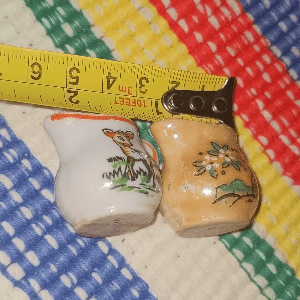 Vintage ceramic deer tree miniature jugs Japan