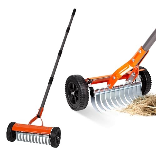 Dethatching Roller Rake with 76.8'' Adjustable Handle, 2mm Stainless Steel