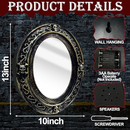 [ Motion Activated & Light Sensor Design ] Halloween Animatronic Talking Mirror