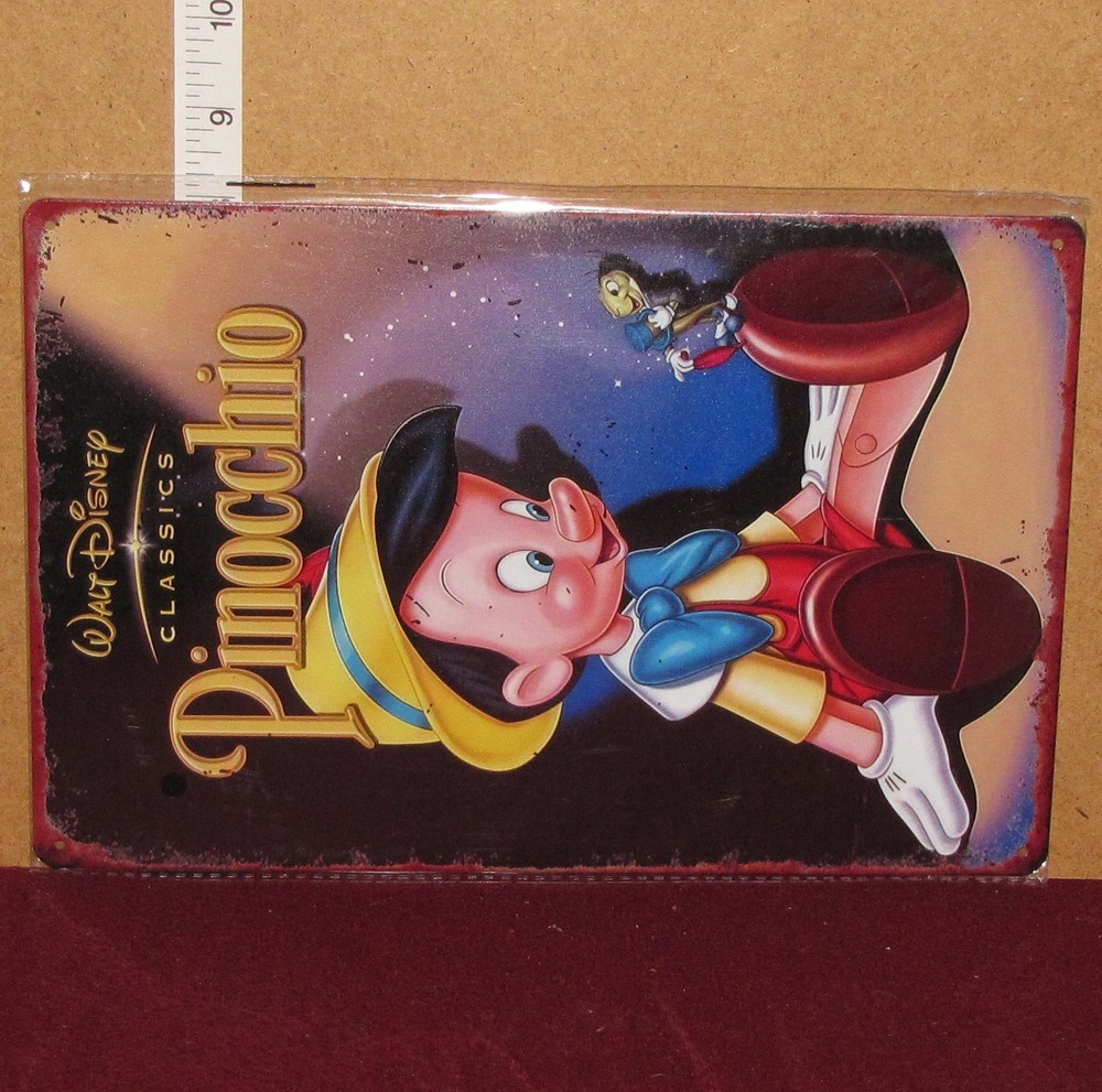 Pinocchio Tin Sign 12 X 8