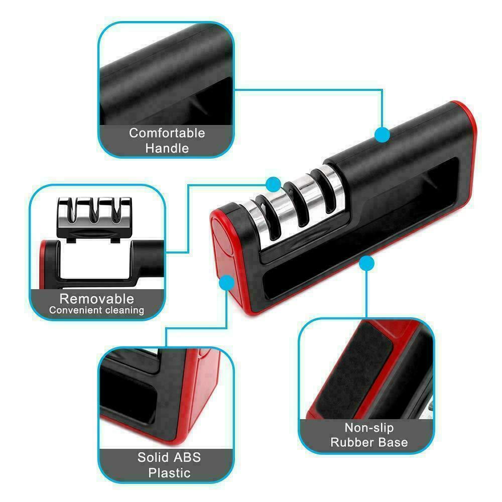 Premium KNIFE SHARPENER PROFESSIONAL SYSTEM Kitchen Heavy Duty Tungsten 3 Stage