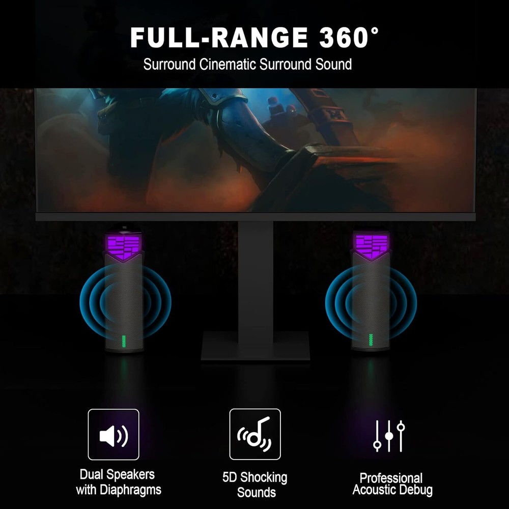 Gaming Speakers for PC, Computer Desktop Monitor with...