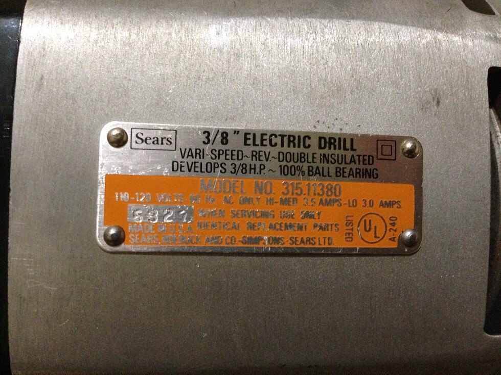 Sears Craftsman Commercial Drill Heavy Duty Reversible Variable Speed Simpsons