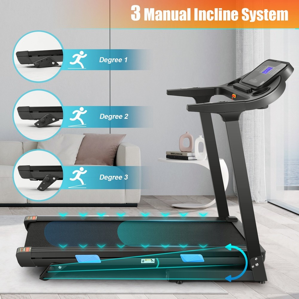3.25HP Extra-Wide Running Treadmill, Incline Treadmill with Soft Drop System#