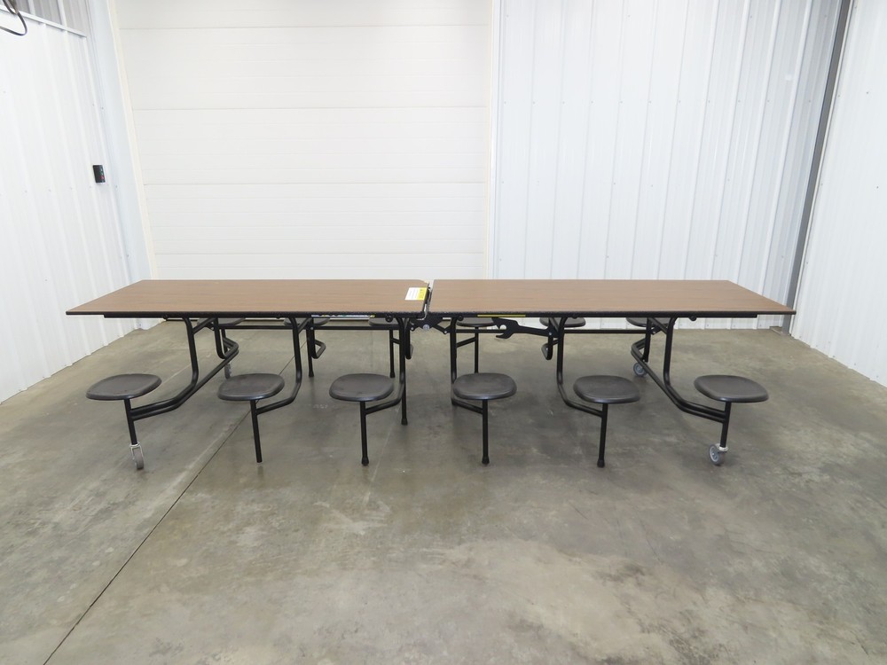 Uline H-9855MAP Mobile Cafeteria Table 12' L 30" W Rectangular 12 Stool Lunch