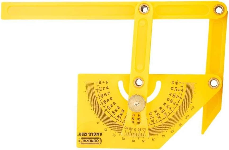 Compact Hand-Powered Protractor for Sloped, Inside & Outside Angles - Yellow