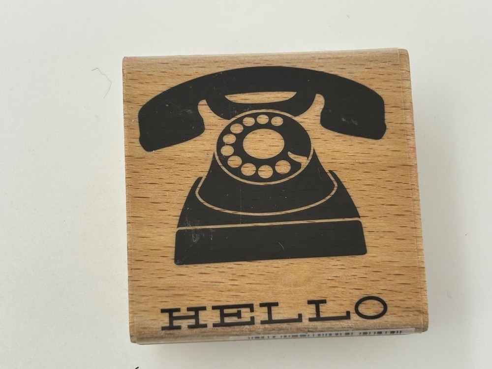 studio g Wood Rubber Stamp Hello Rotary Phone Card Making