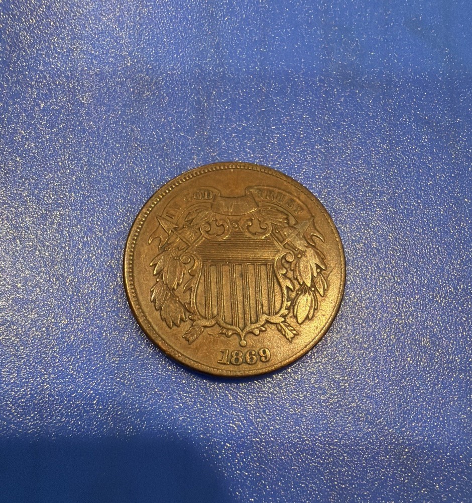 1869 Two Cent Piece 2C - Ungraded - VF - Better date #208