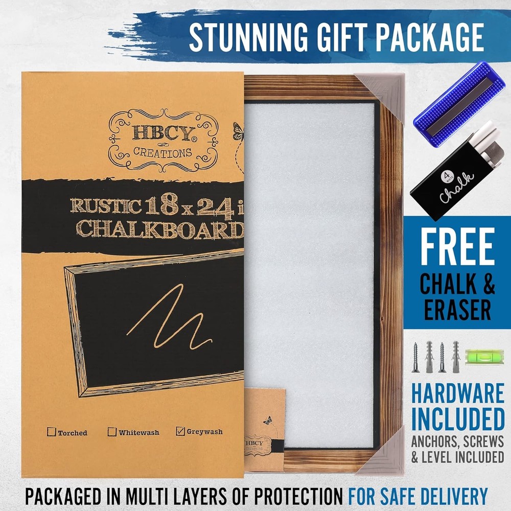 Creations 18" x 24" Torched Brown Solid Wood Frame Wall Chalkboard