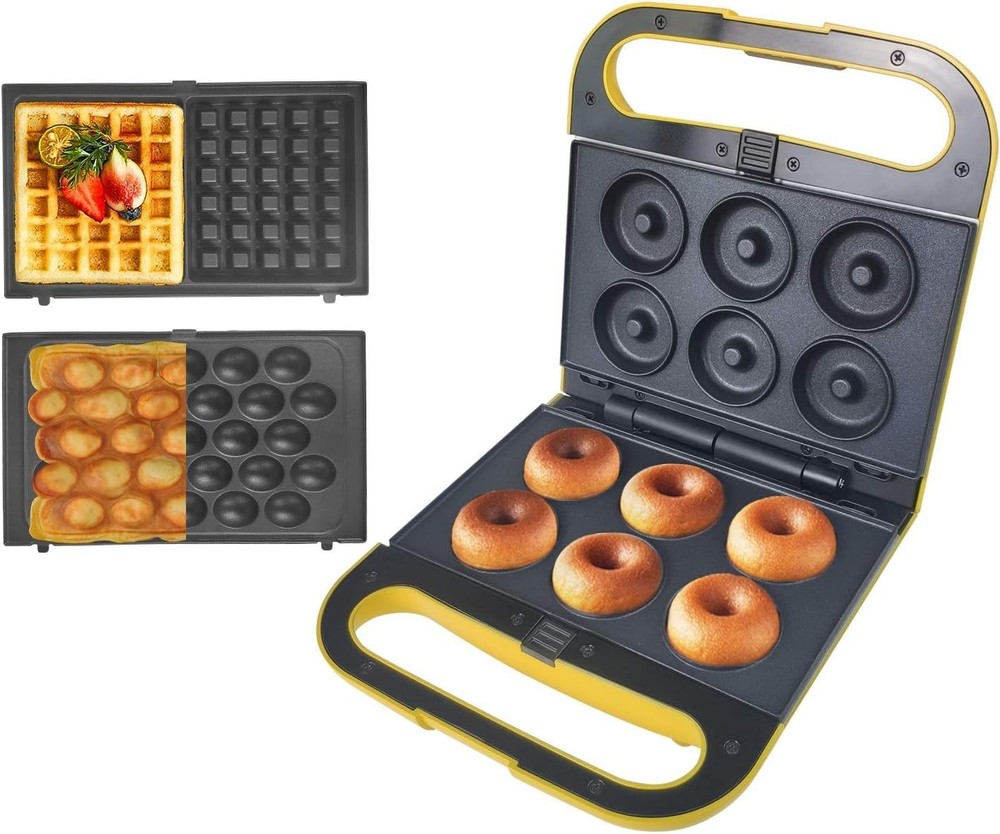 3 Interchangeable Baking Plates for Making Doughnut or Waffle Maker-Eggette a...