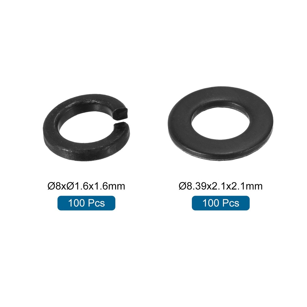 100Pcs M8 Split Lock Washer and Flat Washer Kit