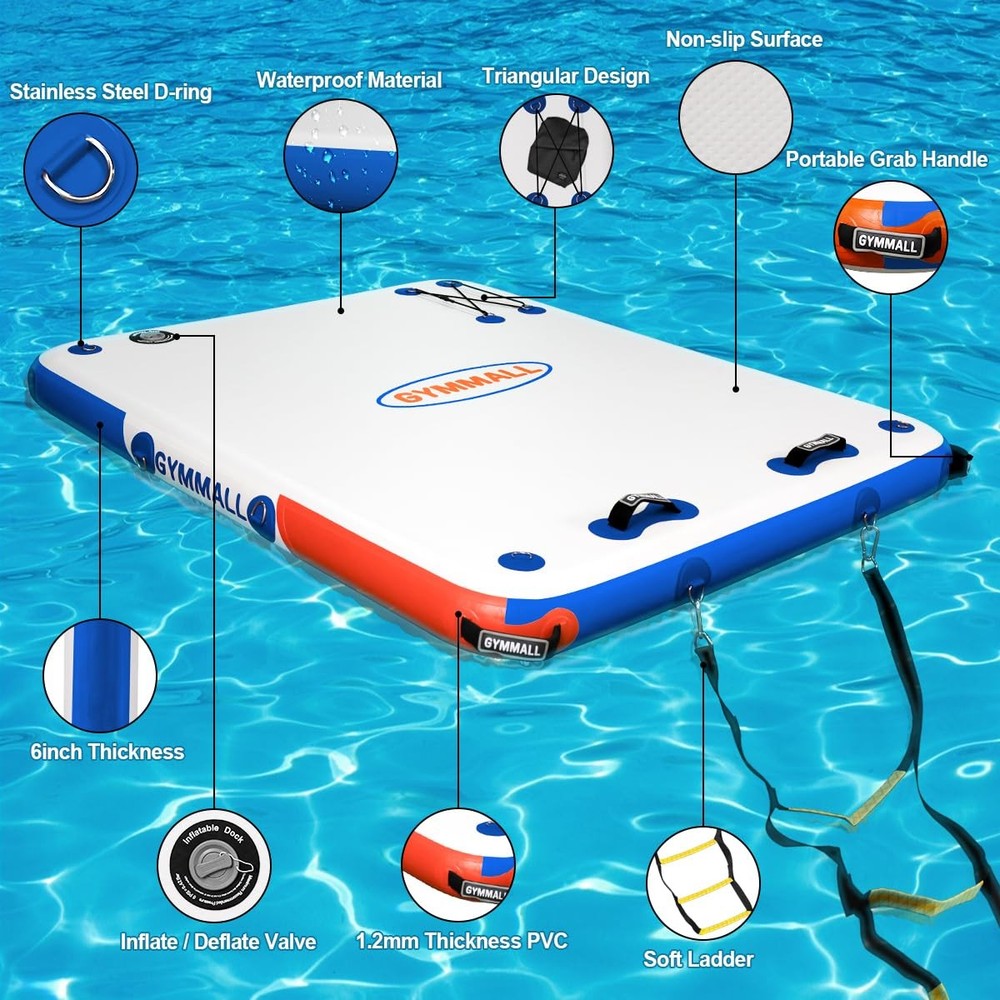 Inflatable Floating Dock Platform, 6ft*5ft Air Dock Platform Floating Island ...