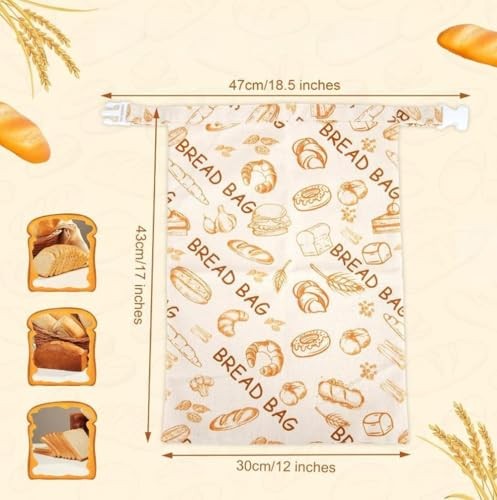 Original Beeswax Lined Bread Bag for Homemade Bread, Reusable Linen Bread