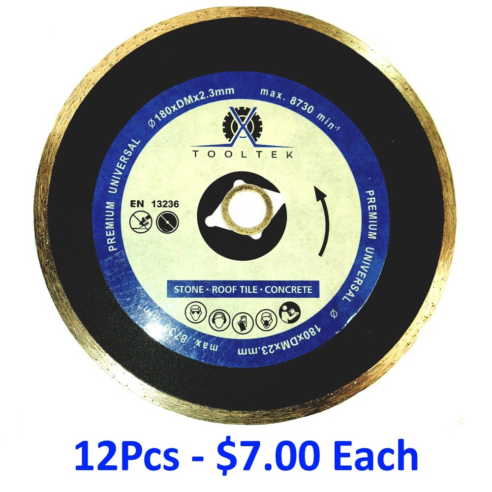 7" Diamond Tile Saw Blade Continuous Rim [12 Pack]