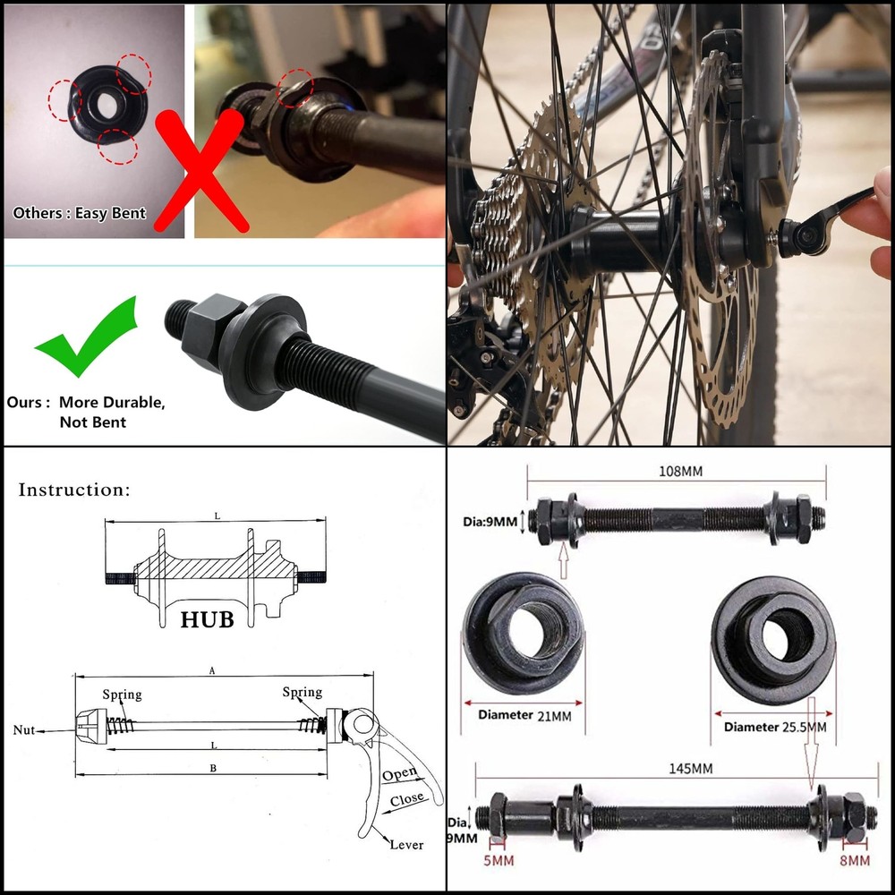 Quick Release Bicycle Hub Road Mountain Bike Front & Rear