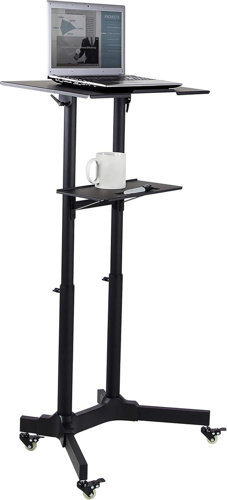 Adjustable Mobile Lectern with Wheels, Portable Stand for Office & Classroom
