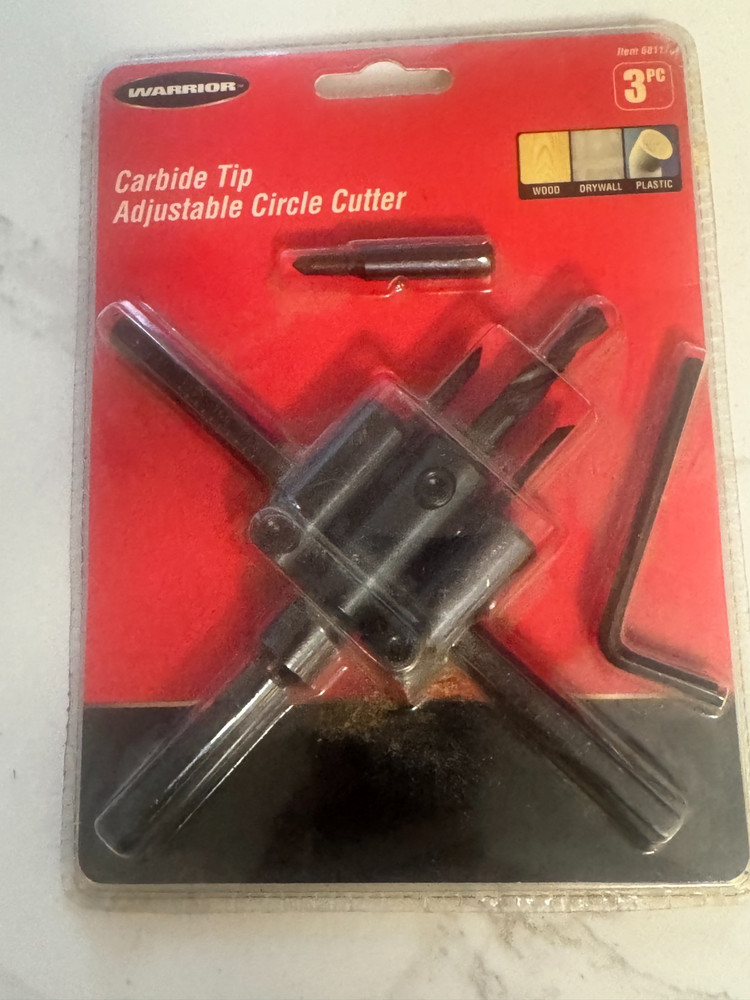 Warrior Carbide Tip Adjustable Circle Cutter New In Package 68117 Cuts 1" - 5"