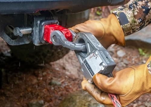 Factor 55 Shackle Mount Receiver HitchLink 2.0 Rated 9,500 lbs, Red, Bundle