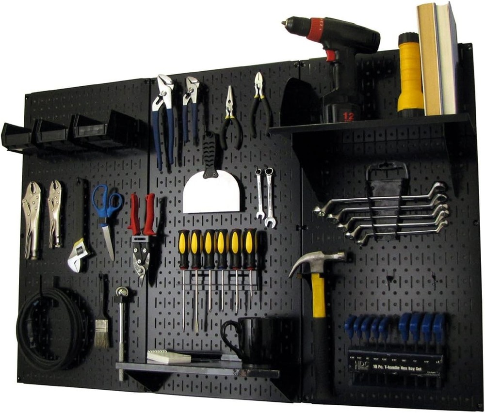 4 ft Metal Pegboard Organizer Kit for Tool Storage and Garage Wall Setup
