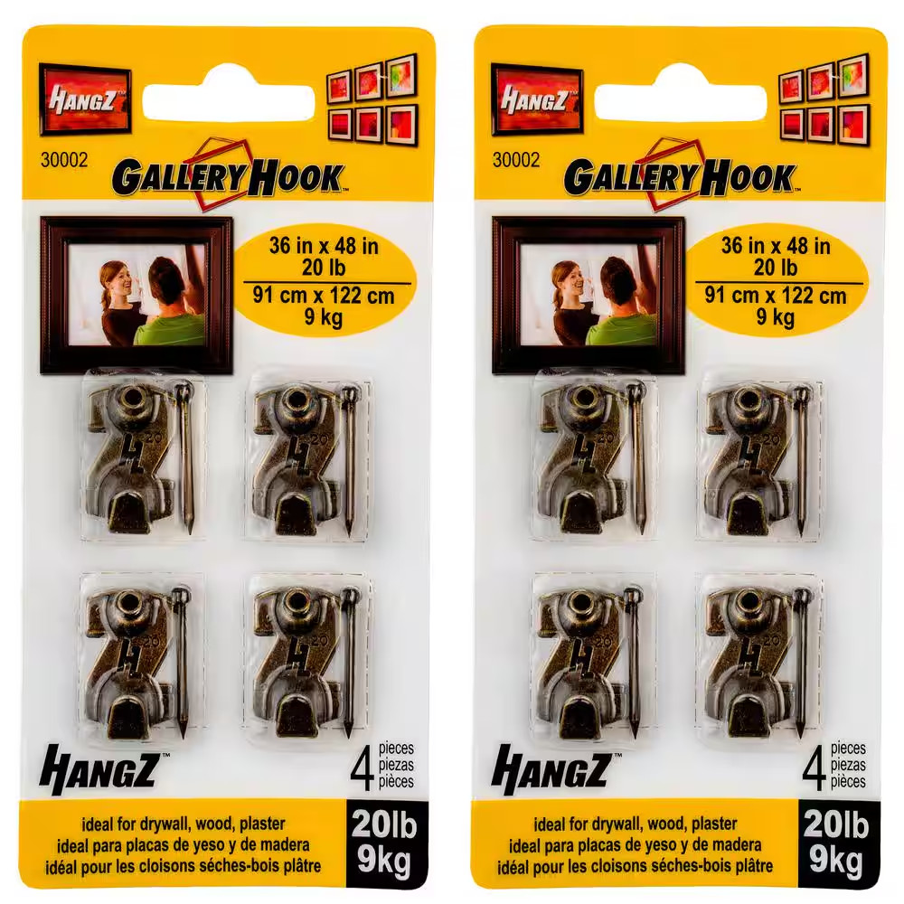 4-Piece 20 Lbs. Gallery Picture Hooks (2-Pack)