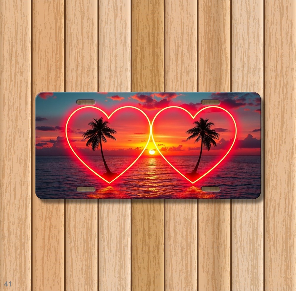 Romantic Couples Hearts Graphic Add Text License Plate Editable Car Tag