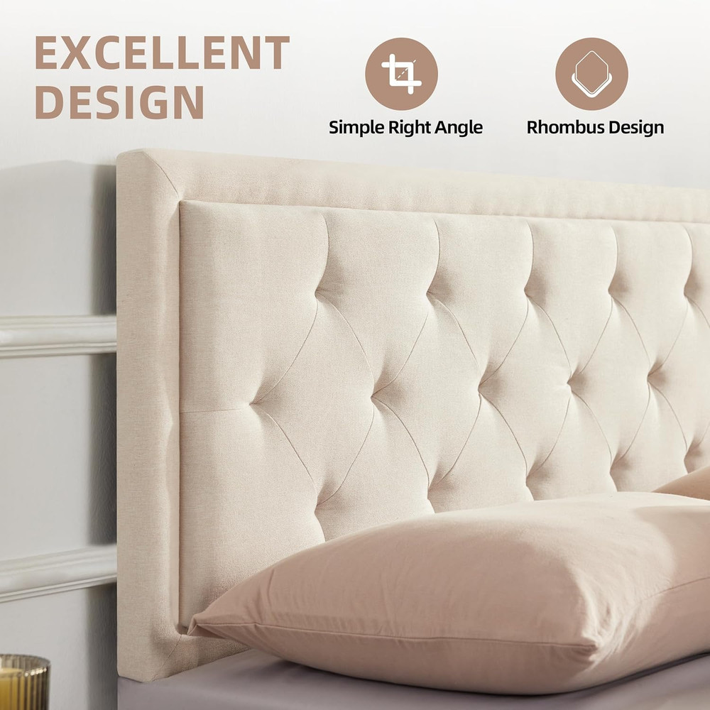 Howjoe Upholstered Queen Headboard Only, Tufted Headboard Queen Size, Solid Wood