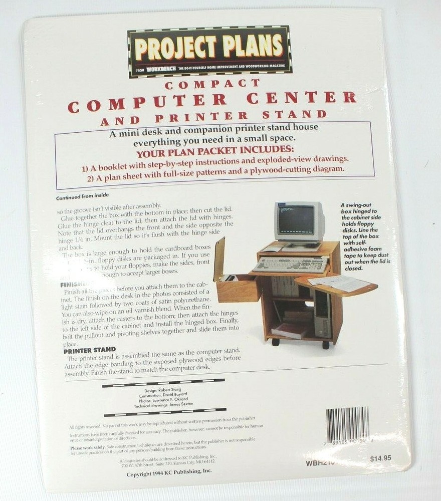 Workbench Project Plans Compact Computer Center And Printer Stand New Sealed