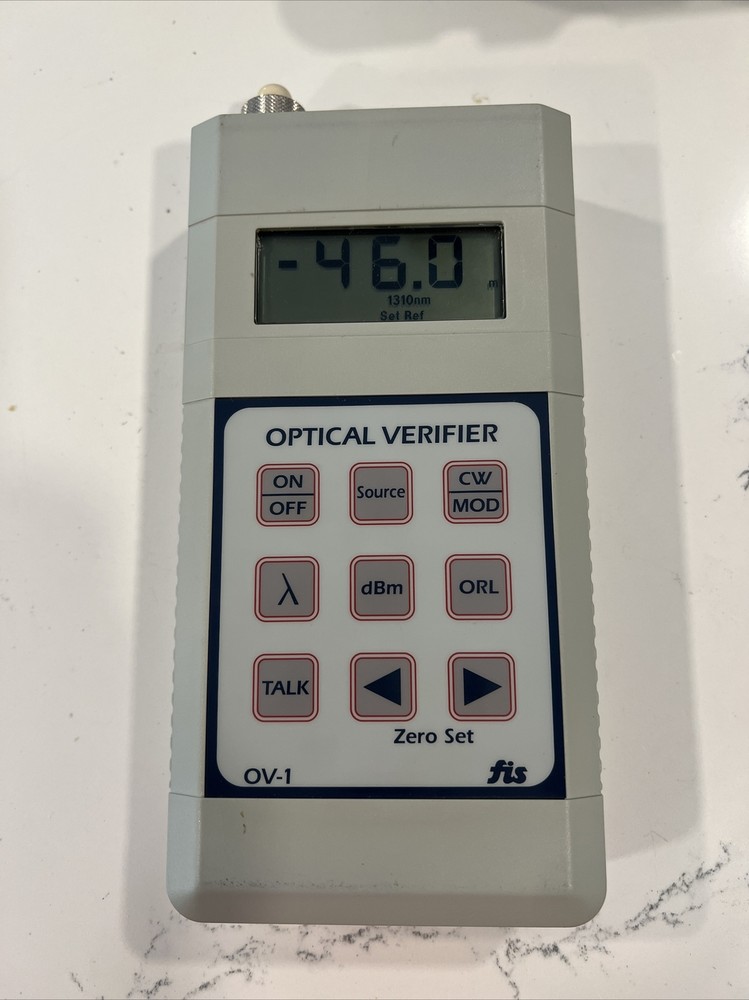 FIS FIBER OPTICAL VERIFIER MODEL OV-1 LIGHT SOURCE METER WITH CASE