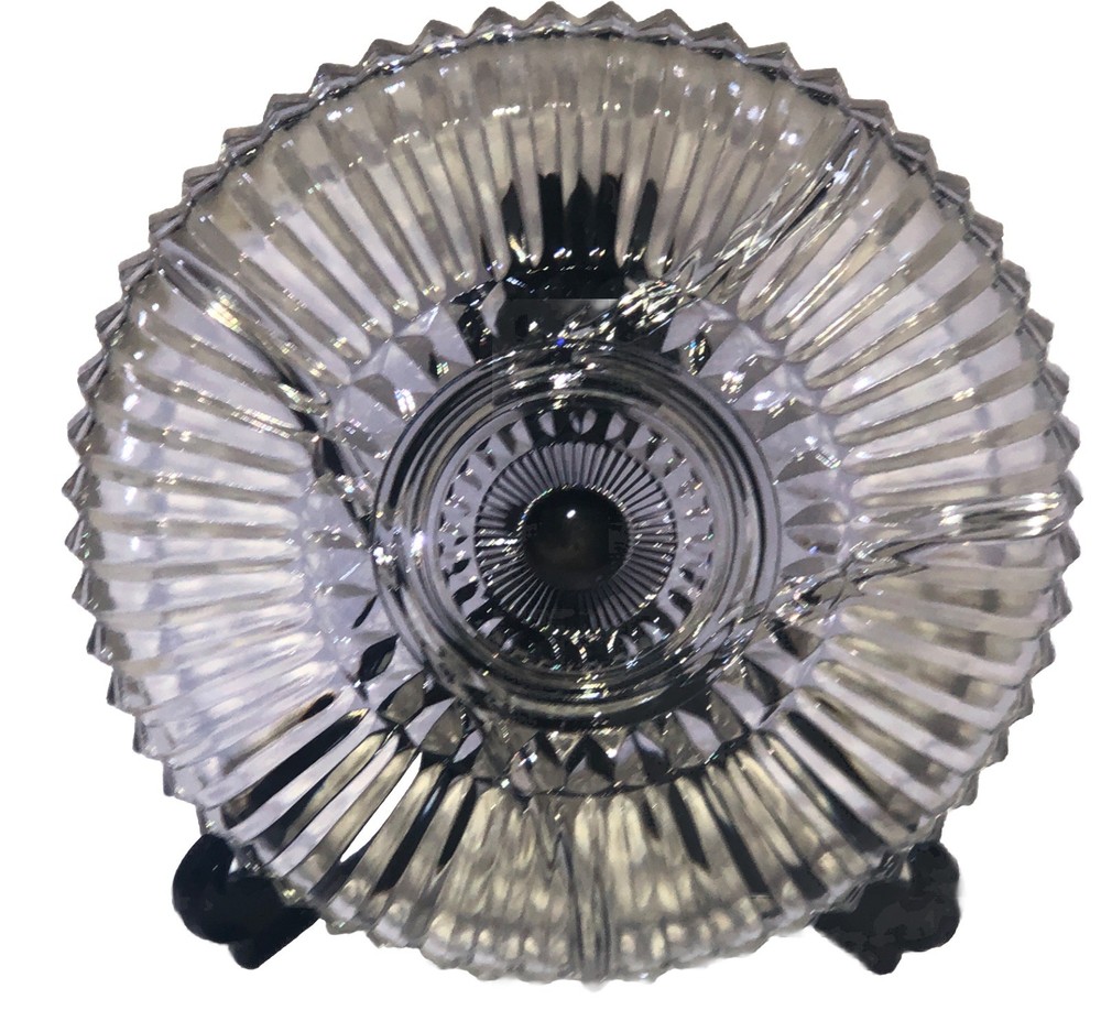 Vntg 12” Ribbed 5 Section Glass Serving Platter