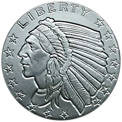 Silver - 1 oz Incuse Indian Round