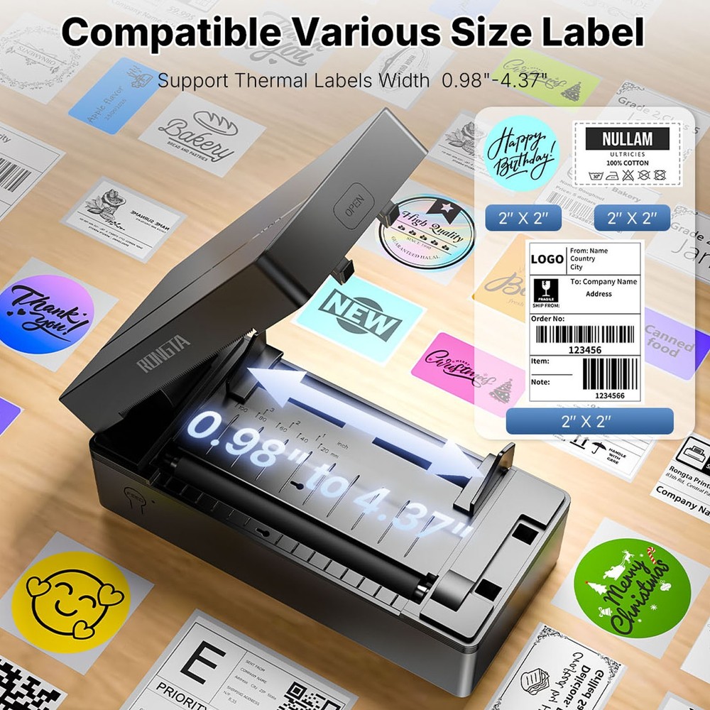 Bluetooth Thermal Label Printer 4x6 Wireless Shipping for iPhone Android PC Mac