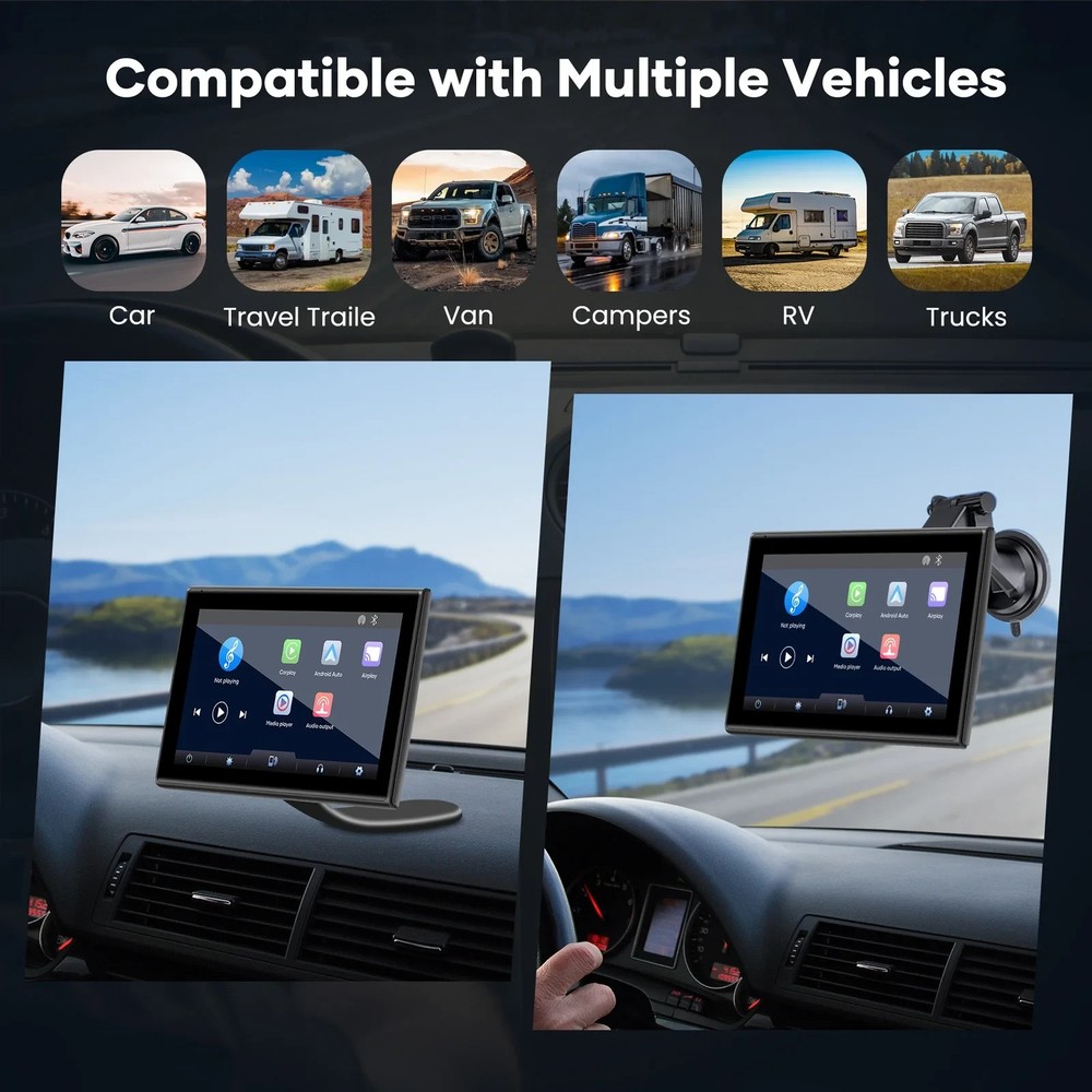 Miroir Drivvplay, Wireless Car Play and Android Auto Display, 7" Touch Screen