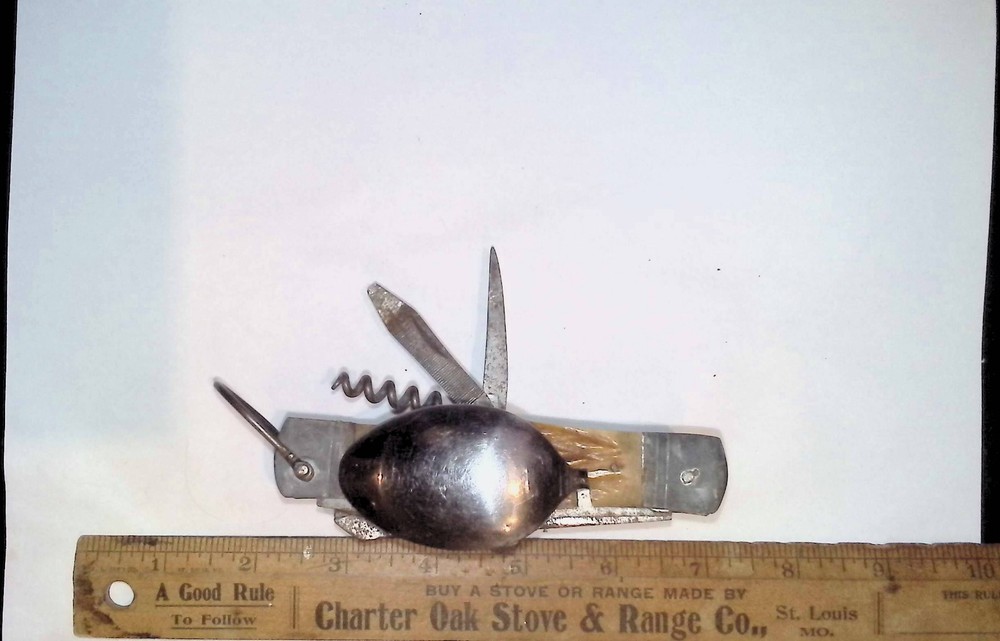Vintage Camp Knife, Fork, Spoon 8 Functions