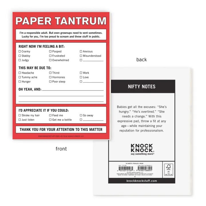 Knock Knock Tantrum Nifty Notepad
