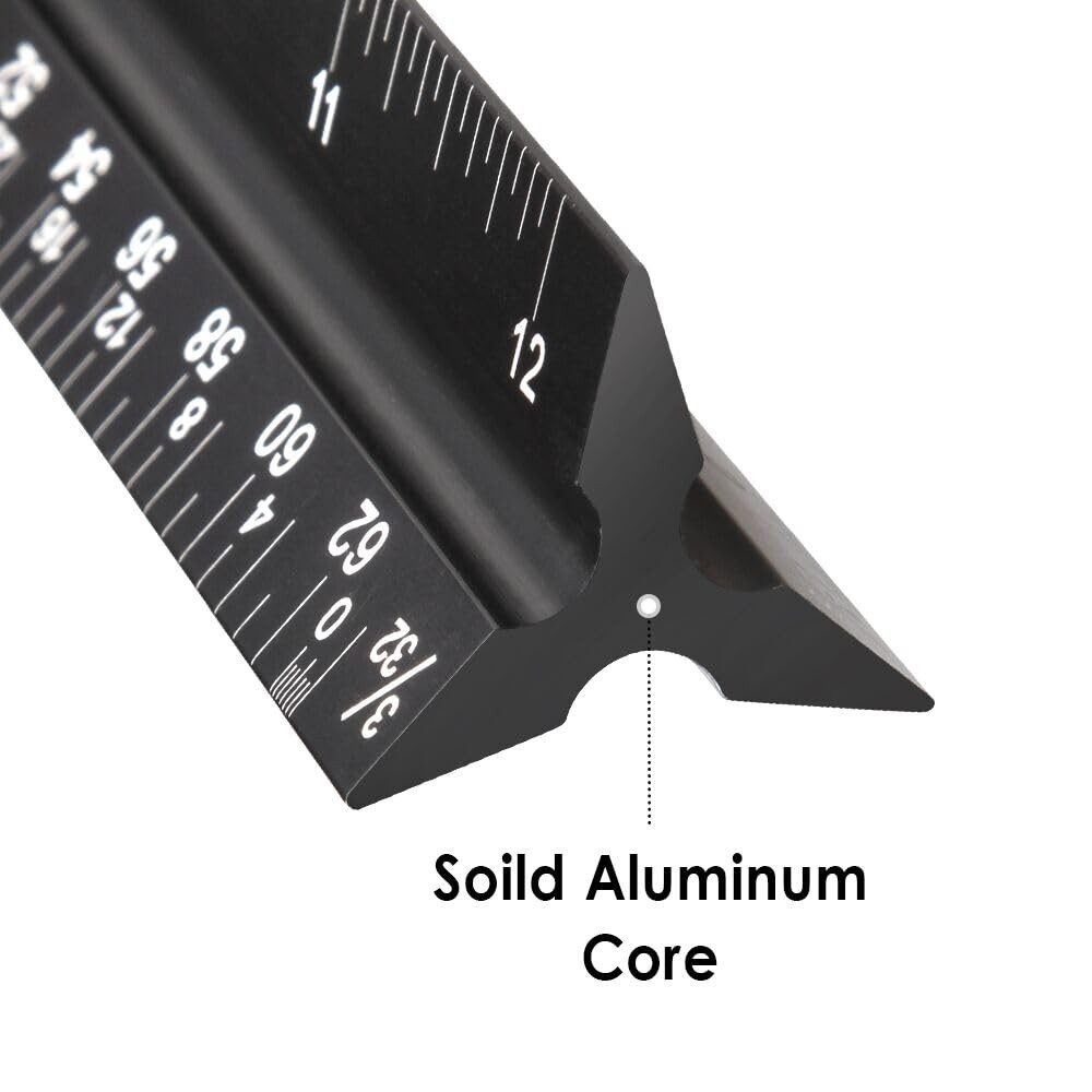 New Architectural Scale Ruler 12" Aluminum Architect Triangular For Students USA